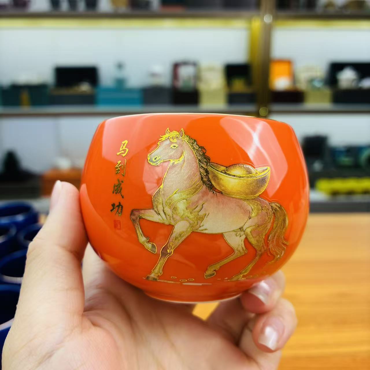 爱马仕橙《马到成功》十二生肖龙蛋杯/容量150毫升