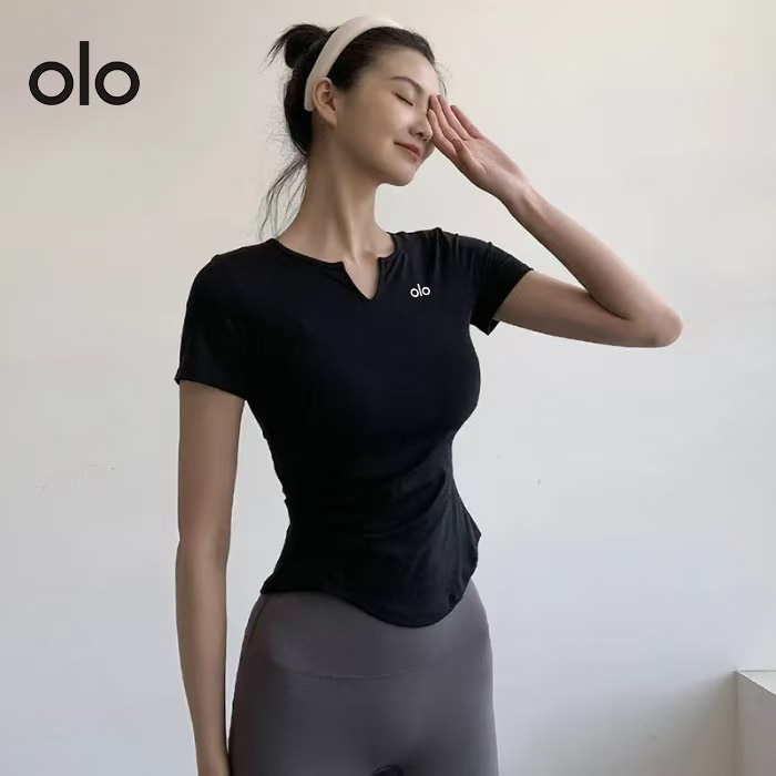 瑜伽短袖T恤跑步瑜伽服上衣V领女显瘦普拉提健身服