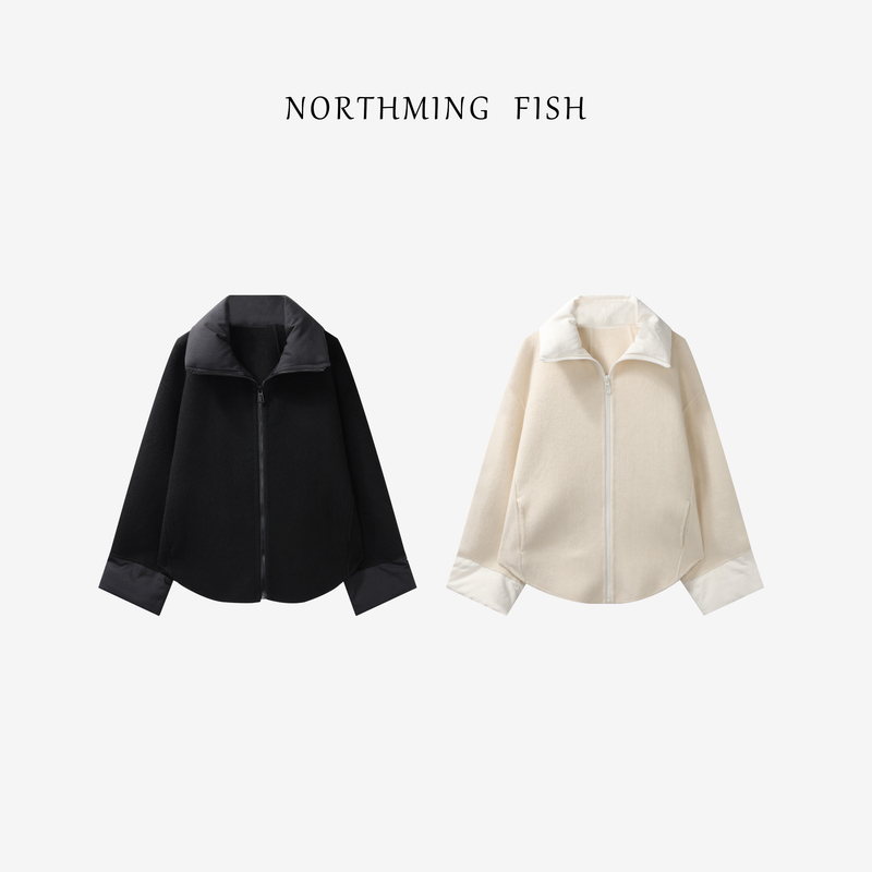 NorthMing fish「首尔回忆」大气腔调 松弛简约保暖绵羊毛立领大衣