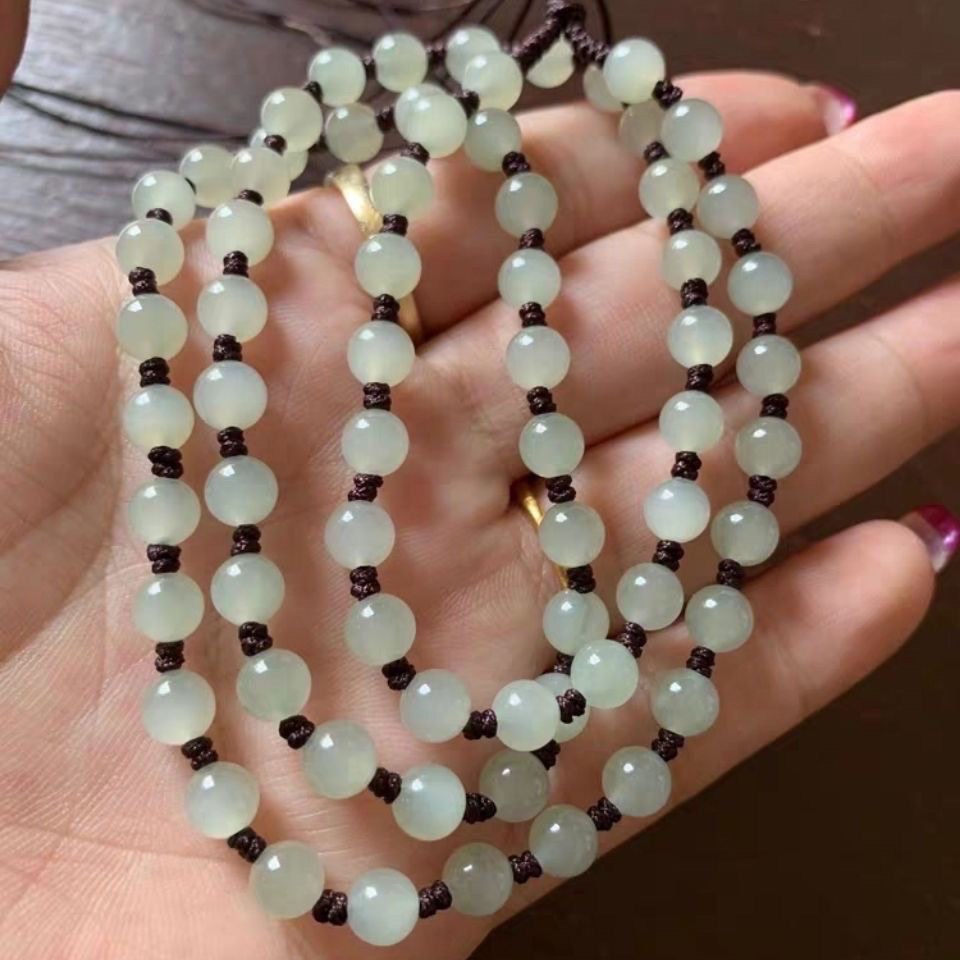 非金属棉绳项链 晴水色珠子挂绳时尚百搭适合老师佩戴