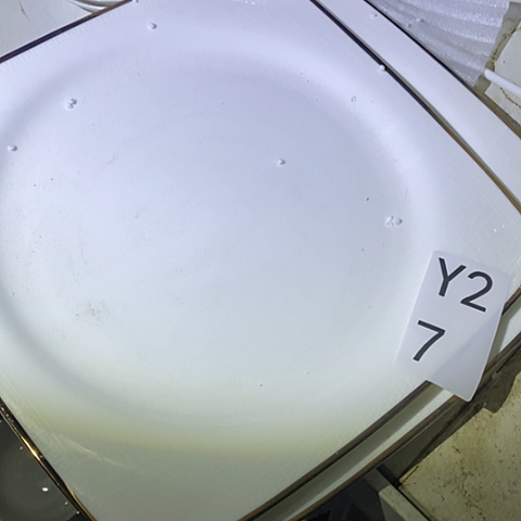 瓷两个大方盘纯白金边y27