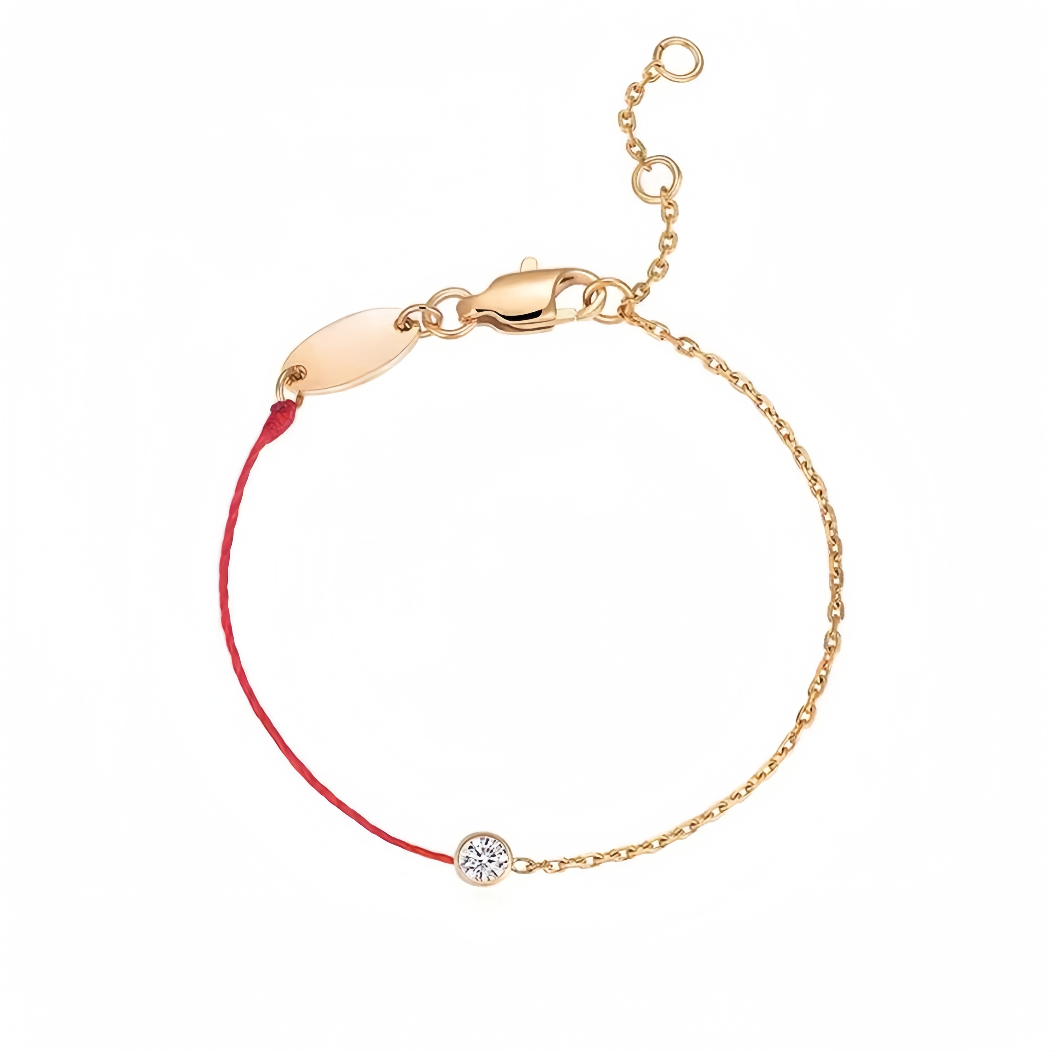 925银合成锆石手链 红绳手链C5S00镶钻单只网红白色个性银色精致