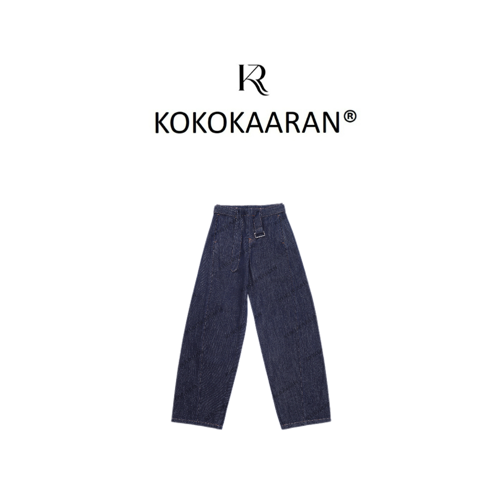 kokokaaran/可可咔伦 【弯刀牛】设计感高腰休闲阔腿牛仔裤SH250041