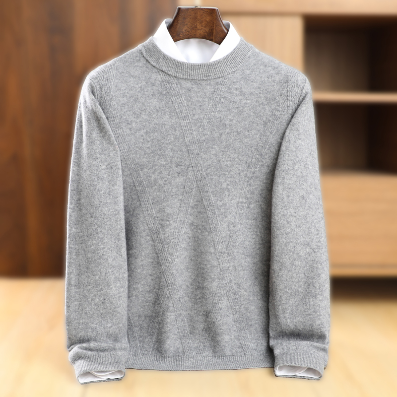 2025秋冬季新款商务休闲圆领加厚保暖羊毛衫男士