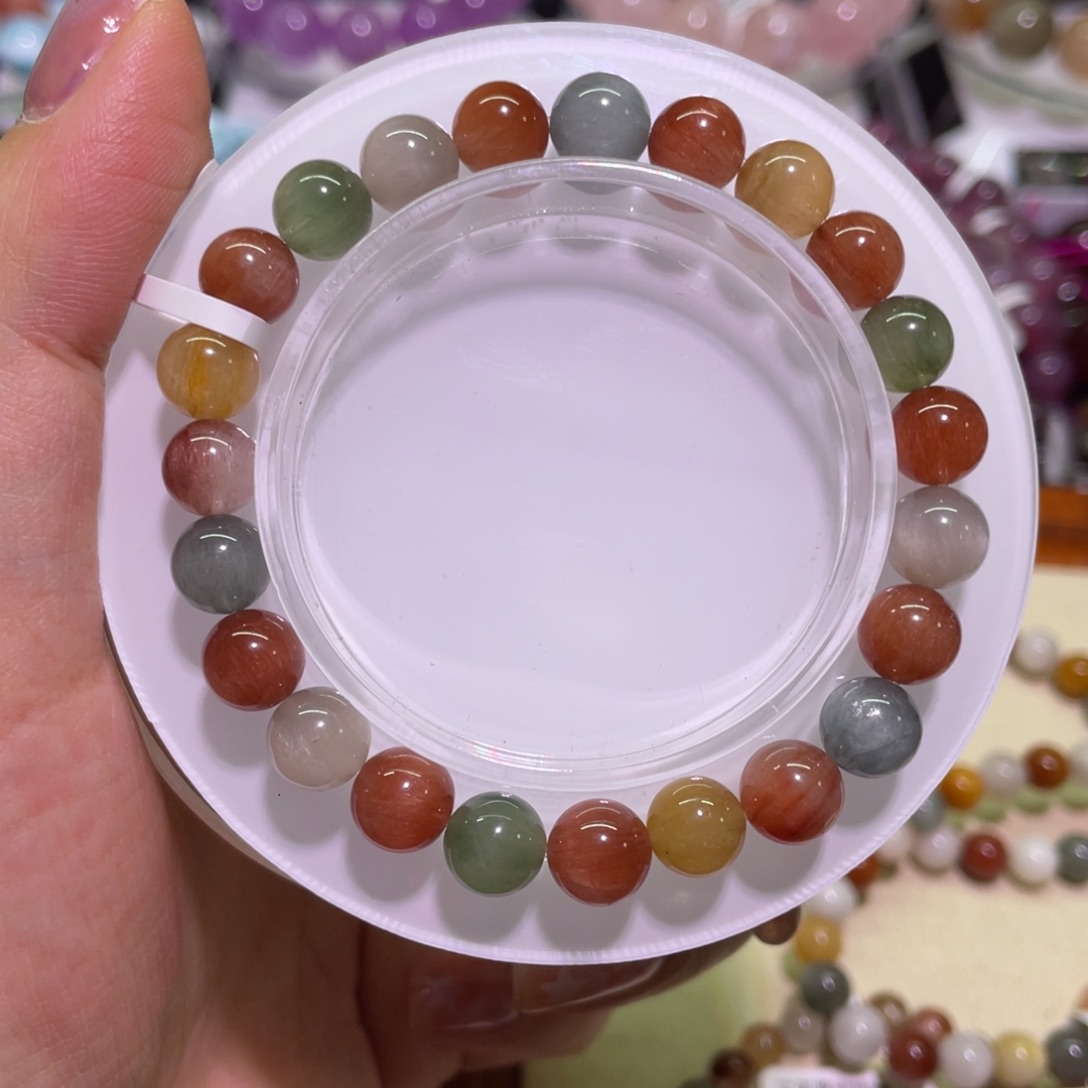 水晶手链未镶嵌8mm彩兔毛