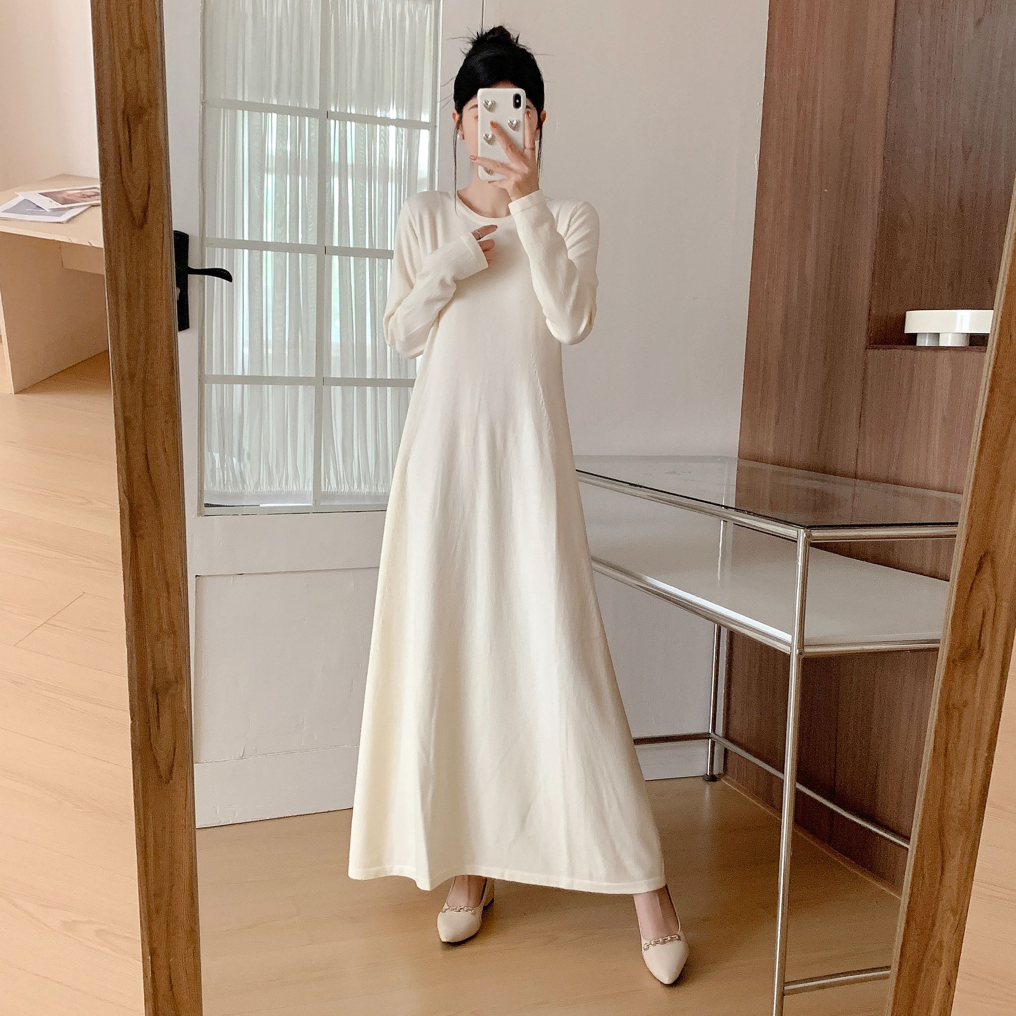 #8300超长款毛衣裙过膝女新款秋冬宽松打底内搭针织连衣裙长裙
