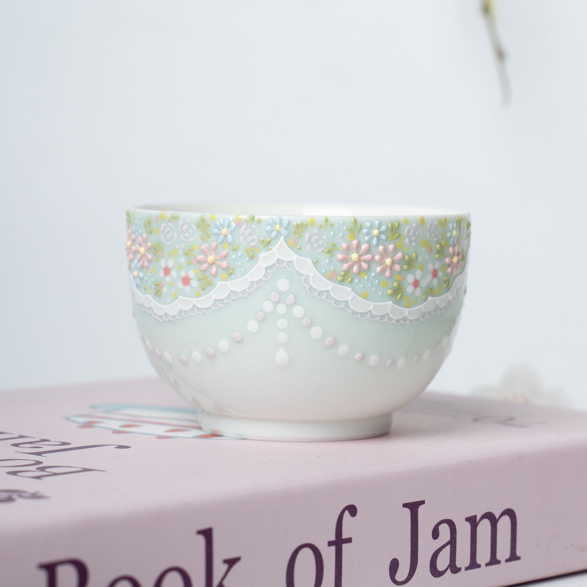 夏兜 | 薄荷绿小雏菊蕾丝小碗杯