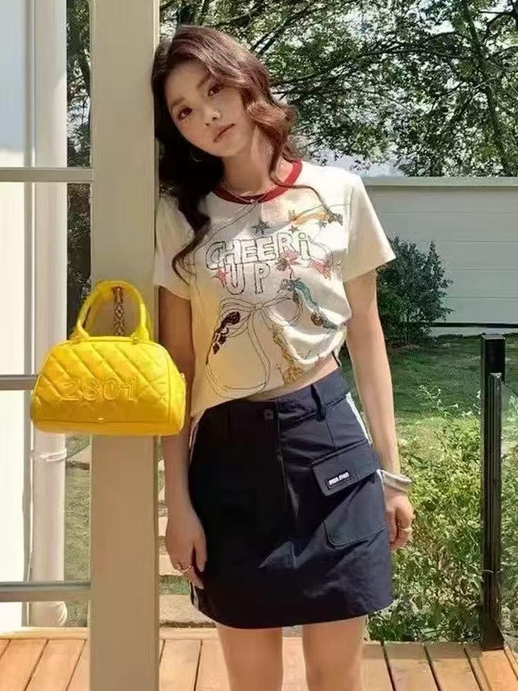 粉丝福利新款韩系百搭趣味设计夏季圆领短袖2825