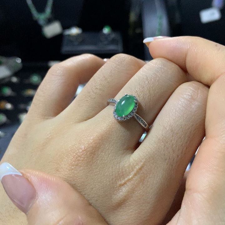 翡翠银S925镶嵌戒指