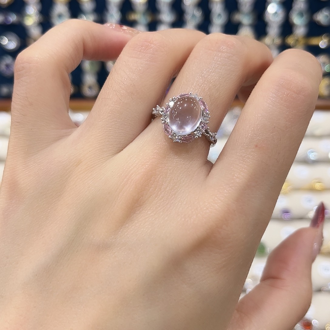 水晶戒指银S925镶嵌戒指