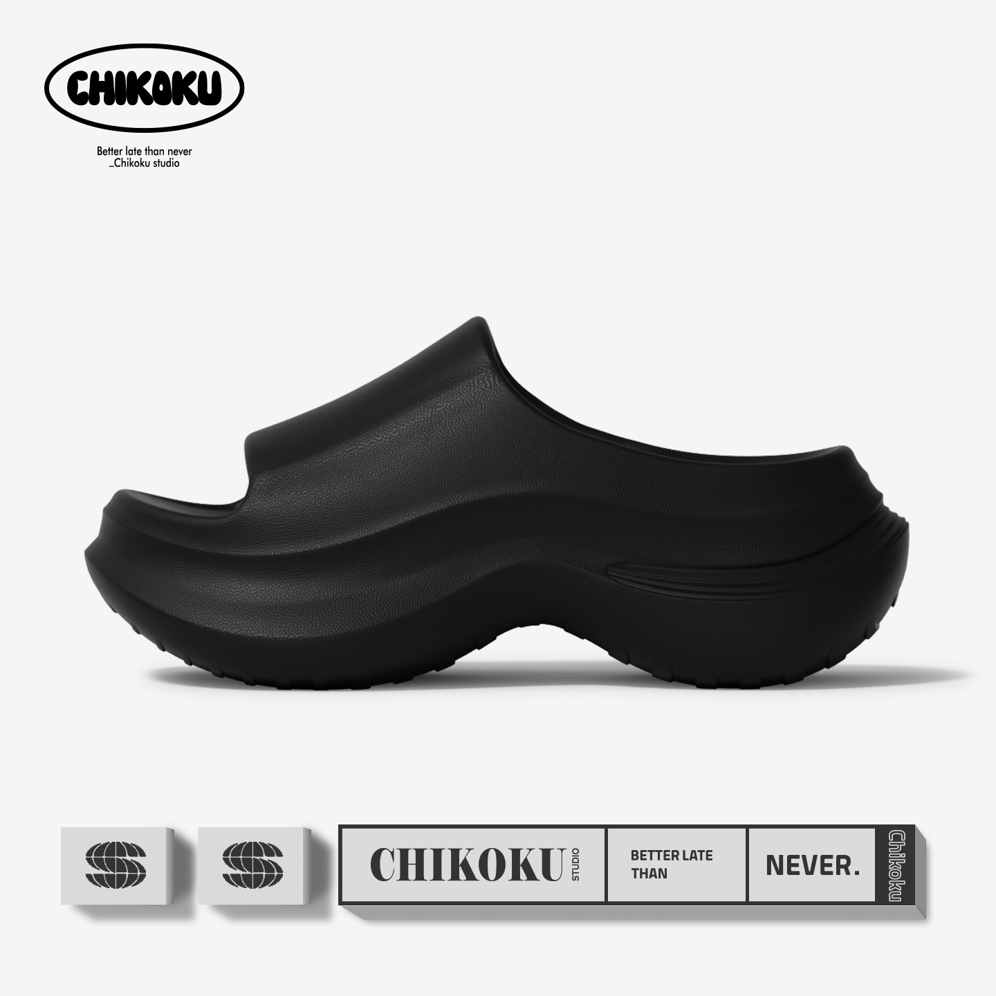 chikoku麦浪拖鞋6cm厚底增高沙滩凉拖鞋抗菌女软底轻便外穿矮子乐