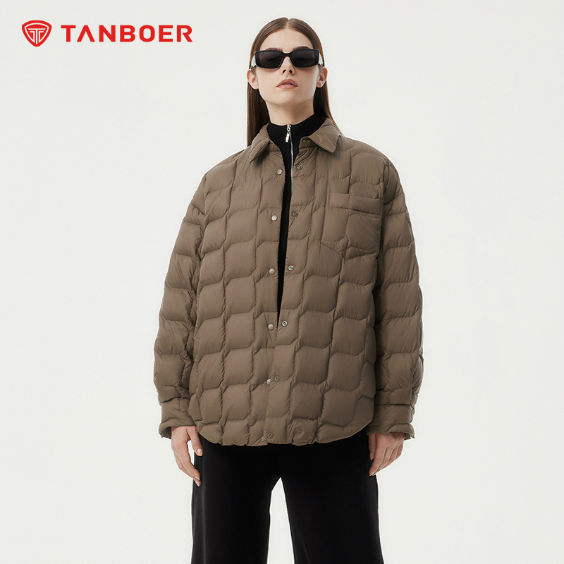 【达人主链接】坦博尔时尚菱形格女款羽绒服TBF330270Z