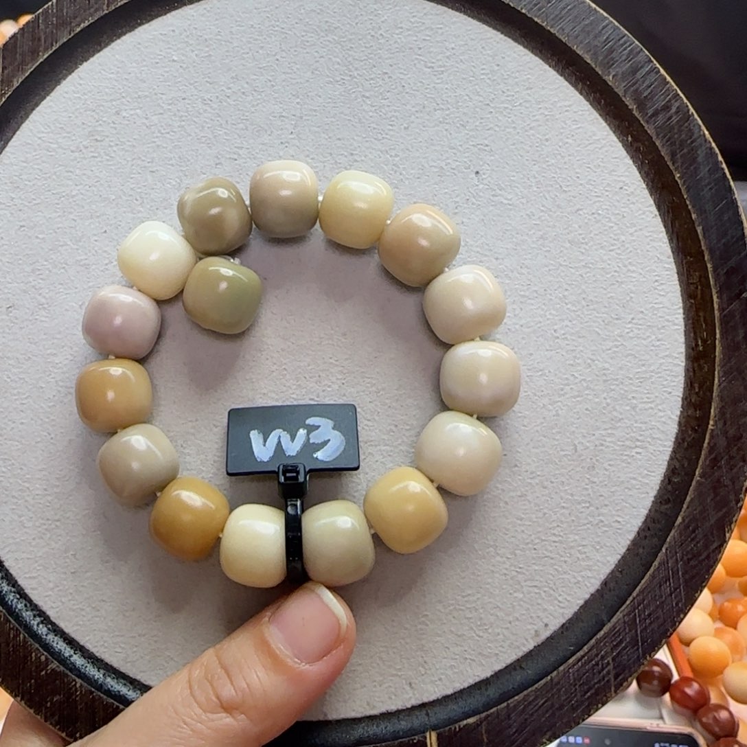 菩提根/象牙果手串卡15桶珠微微瑕