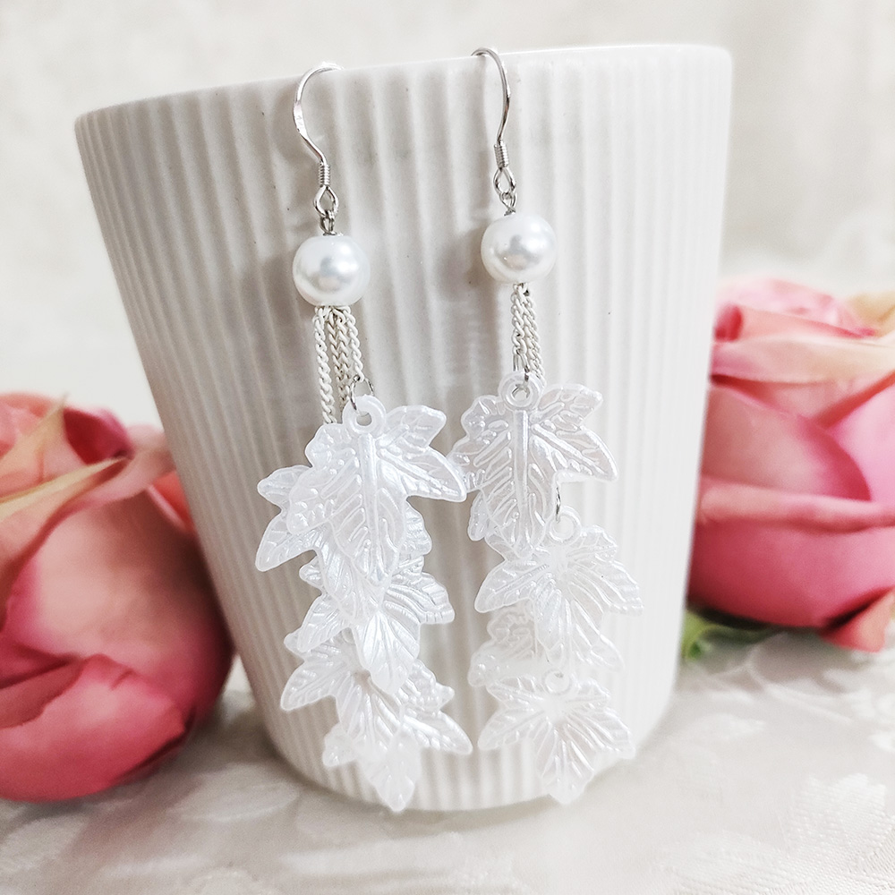 铜合金耳饰 民族风手工气质枫叶流苏耳环1824