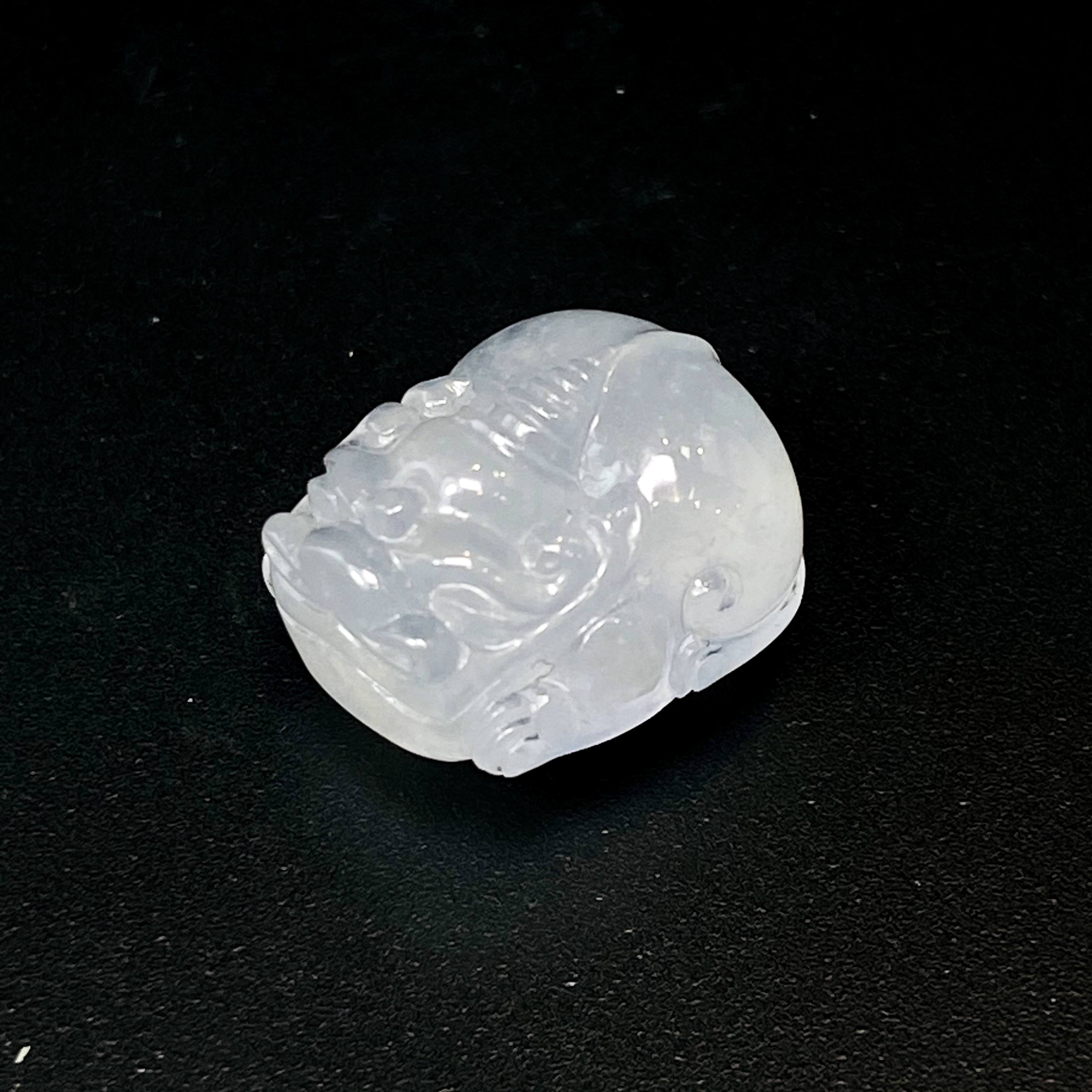 RX16天然缅甸A货翡翠白冰貔貅/063748/北京中保拍卖