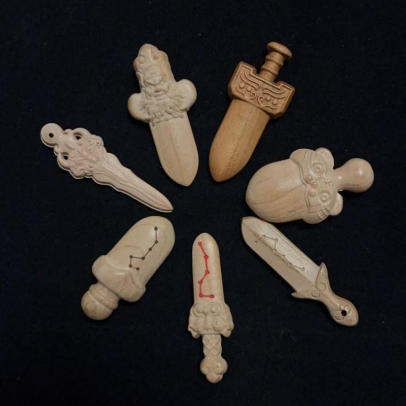 纯正桃木剑虎头剑汉剑七星剑睚眦剑双面随身携带护身辟邪