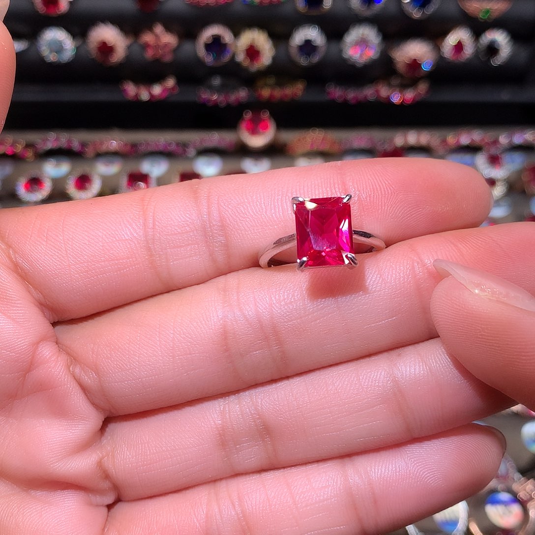 红宝石戒指银S925镶嵌81000