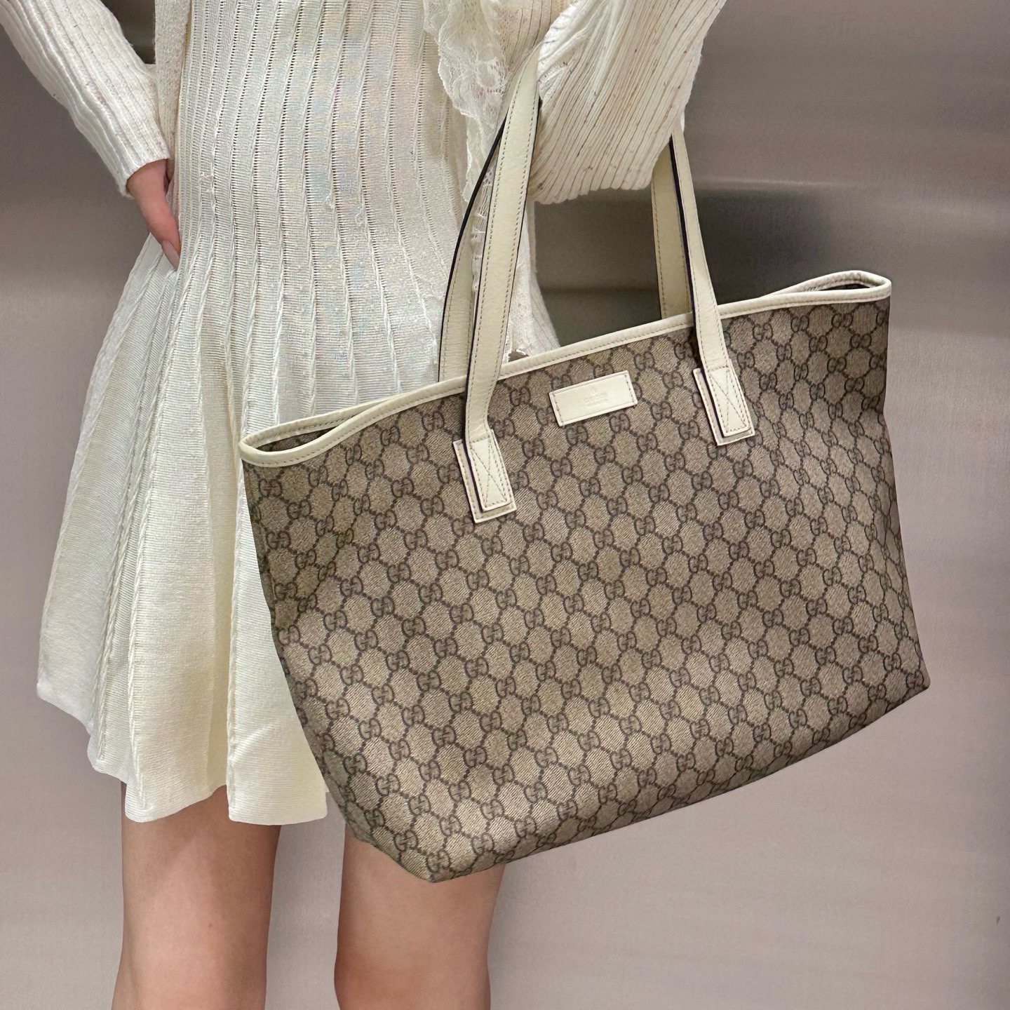 95新 GUCCI/古驰 gucci 老花托特单肩包