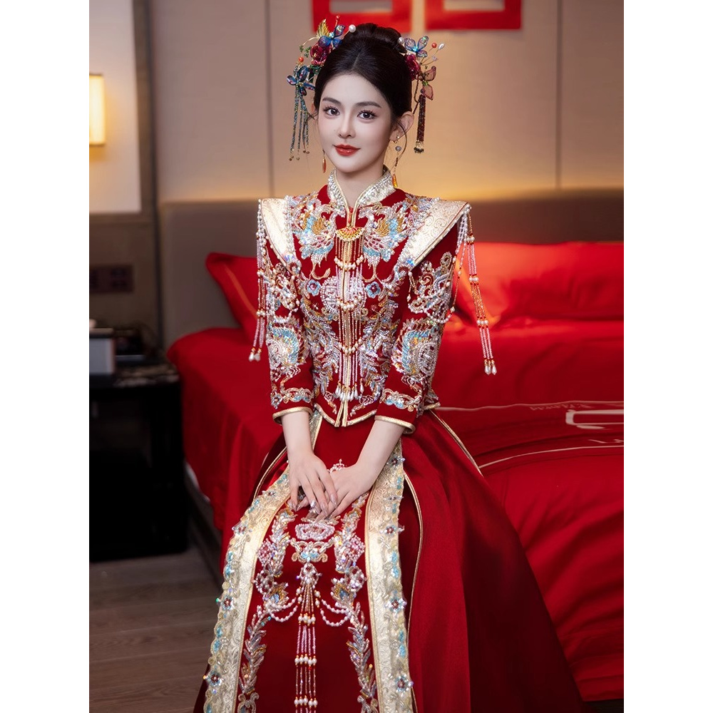 丝绒秀禾服2025年新款新娘结婚中式礼服秀禾婚服大码高端秀和显瘦