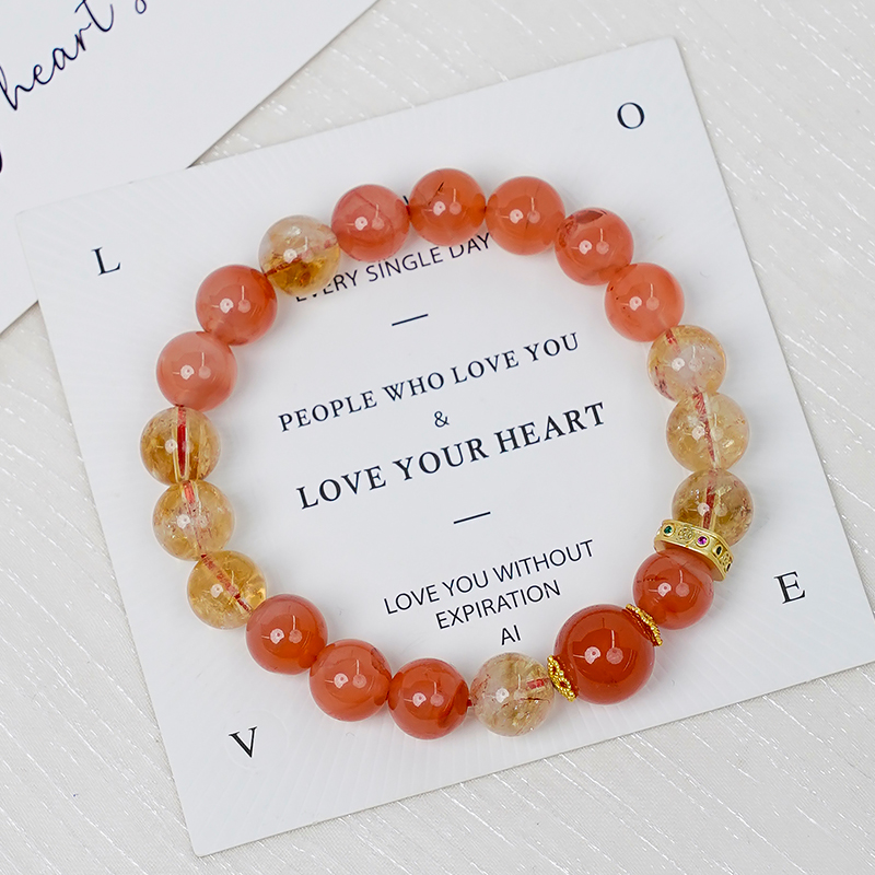 天然红色单圈手链南红玛瑙手串黄塔晶民族风百搭多样性发一-9211