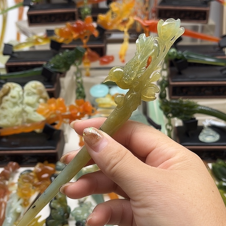 蛇纹石玉岫玉发簪未镶嵌