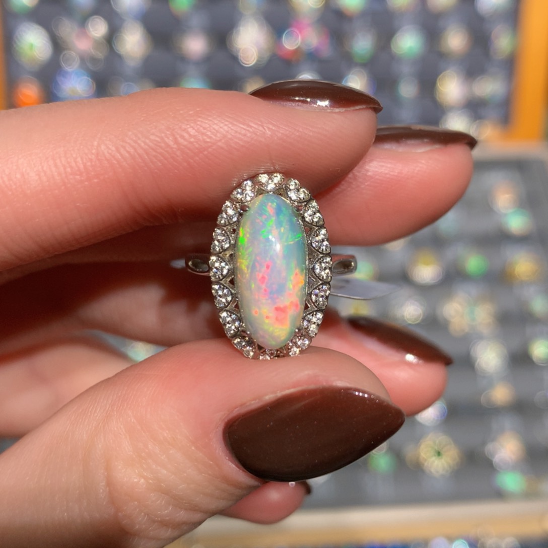 银S925镶嵌欧泊戒指t