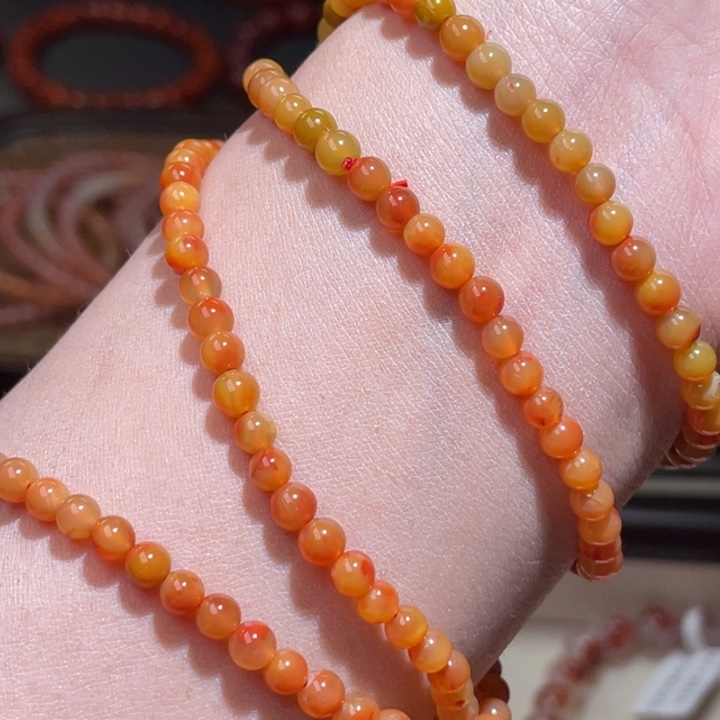 南红玛瑙鸡油黄小米珠 4.2mm未镶嵌