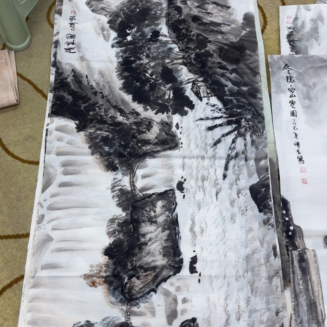 国画山水作品童童童