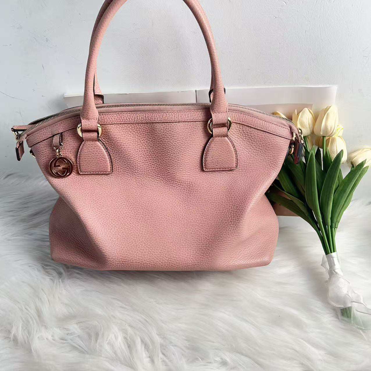 95新 GUCCI/古驰 古驰粉色c1595贝壳