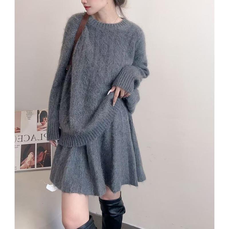 【裙子】拉绒工艺255424-100山羊绒高腰显瘦针织羊绒百褶裙