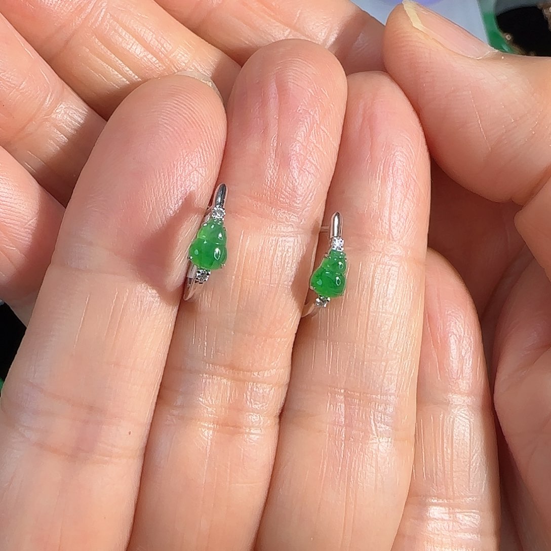 翡翠耳饰18K金镶嵌耳扣