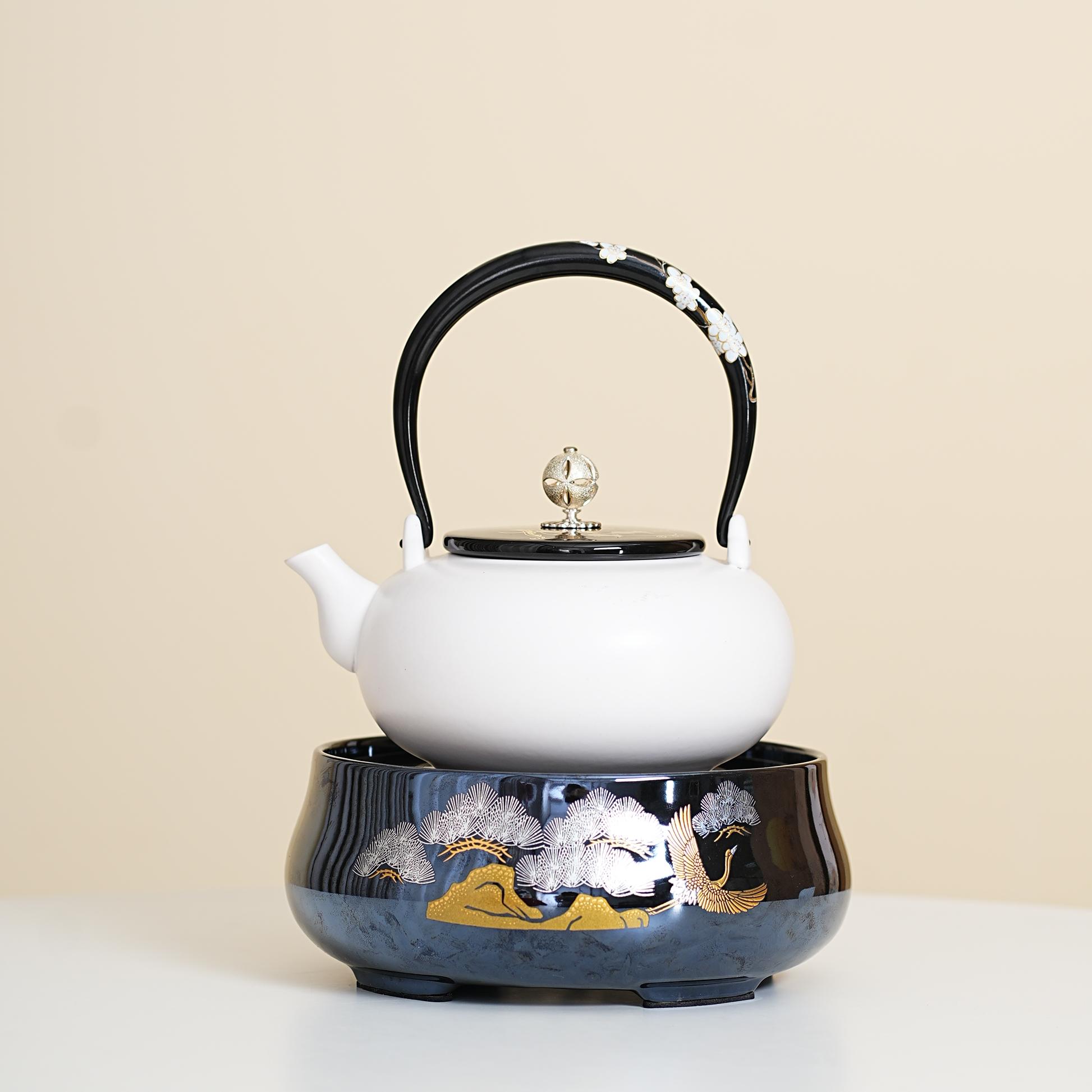 高端陶瓷壳电陶炉茶具茶道用品加提梁陶瓷煮水煮茶壶套装