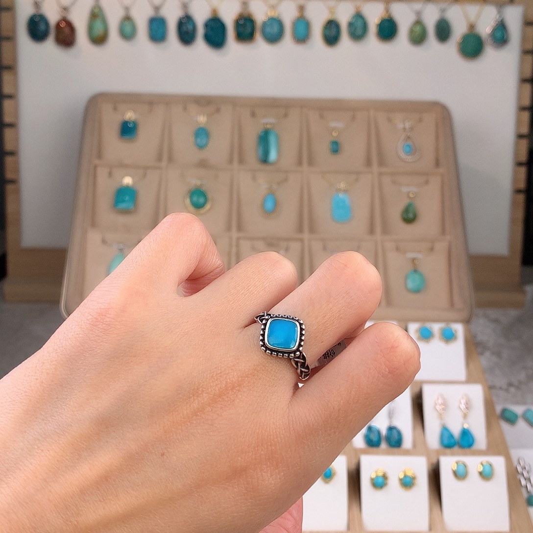 绿松石银S925镶嵌戒指