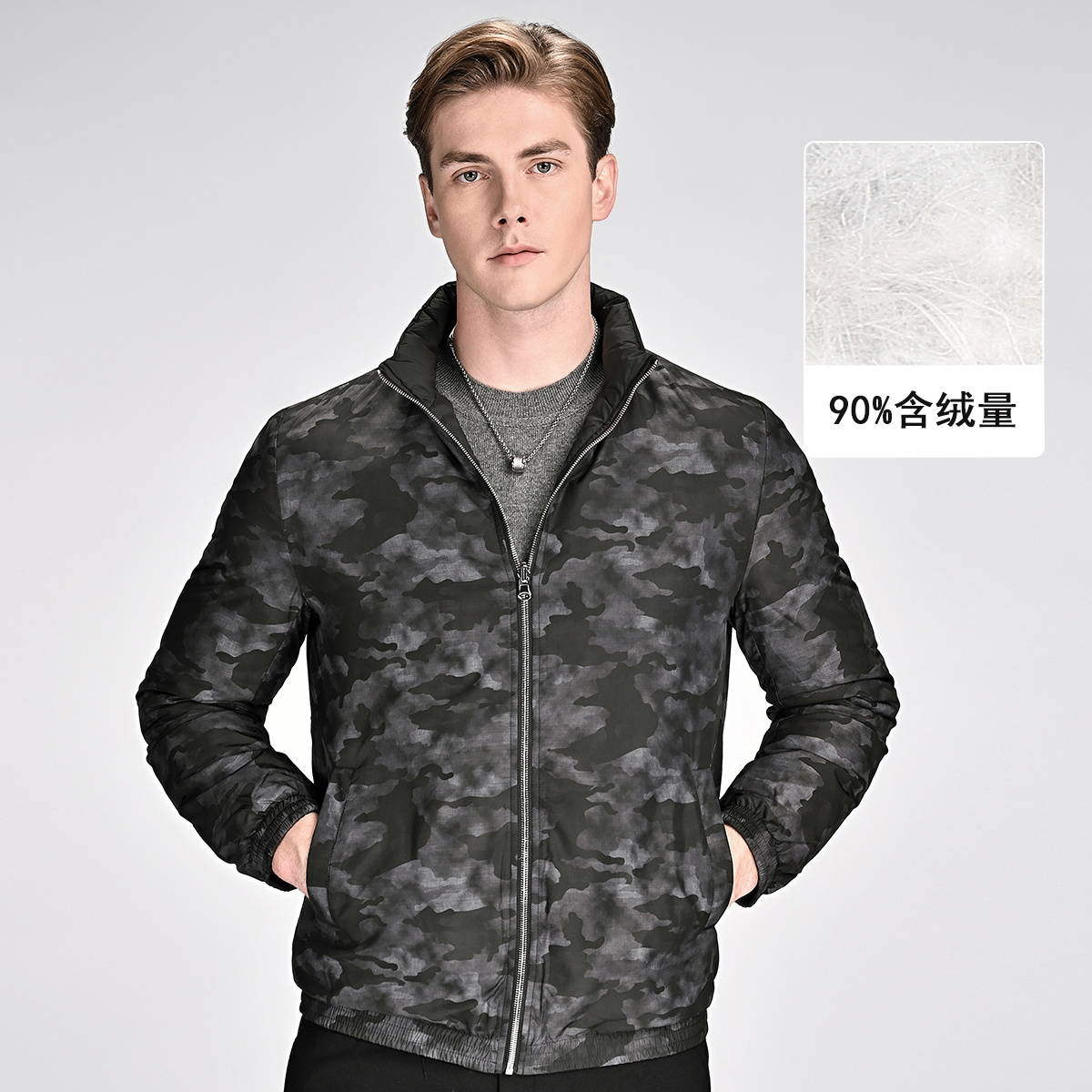 1040男士时尚迷彩双面穿保暖立领羽绒服L97-118081