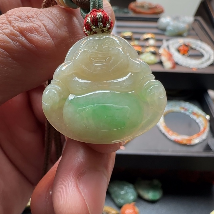 博***林翡翠未镶嵌颈饰大肚佛挂件