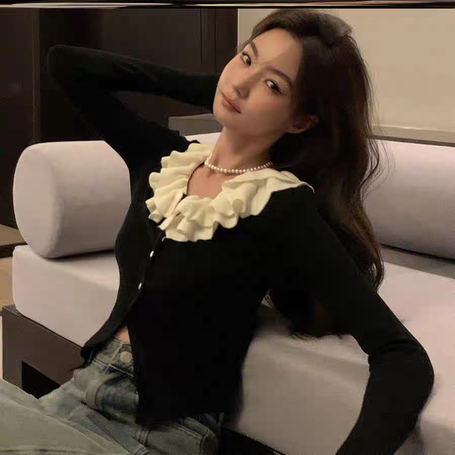 【花想容】 羊毛混纺质感弹力针织衫上衣设计感显瘦洋气打底