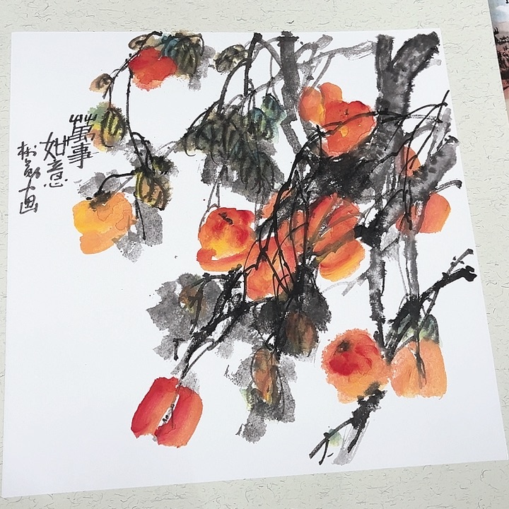 国画三尺斗方卡纸赵树勋