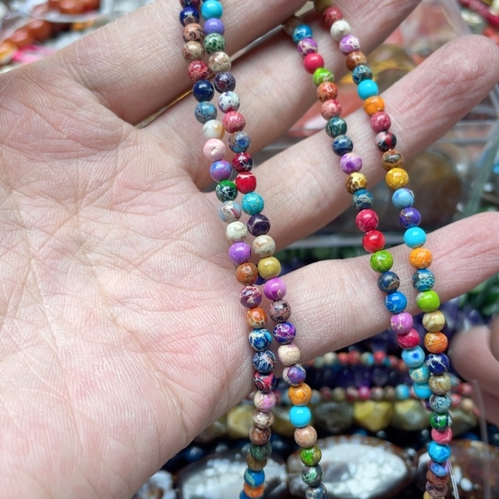 玛瑙/玉髓合金珠宝半成品一条4mm帝王石