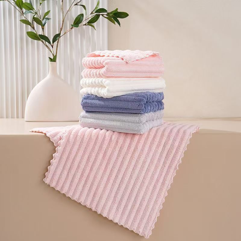 加厚加大珊瑚绒洗脸巾不易掉毛吸水舒适柔软毛巾(切边毛巾)