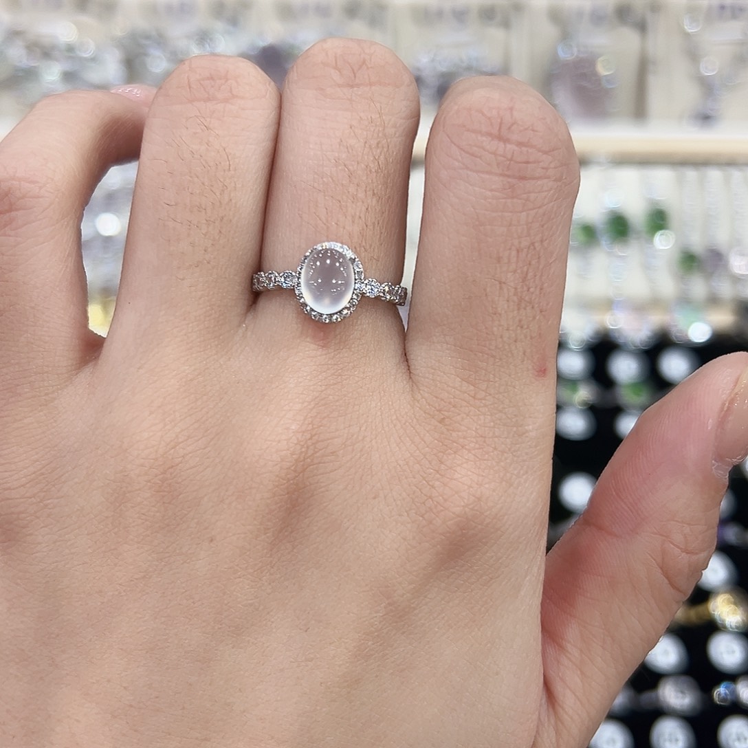 岫玉银S925镶嵌戒指