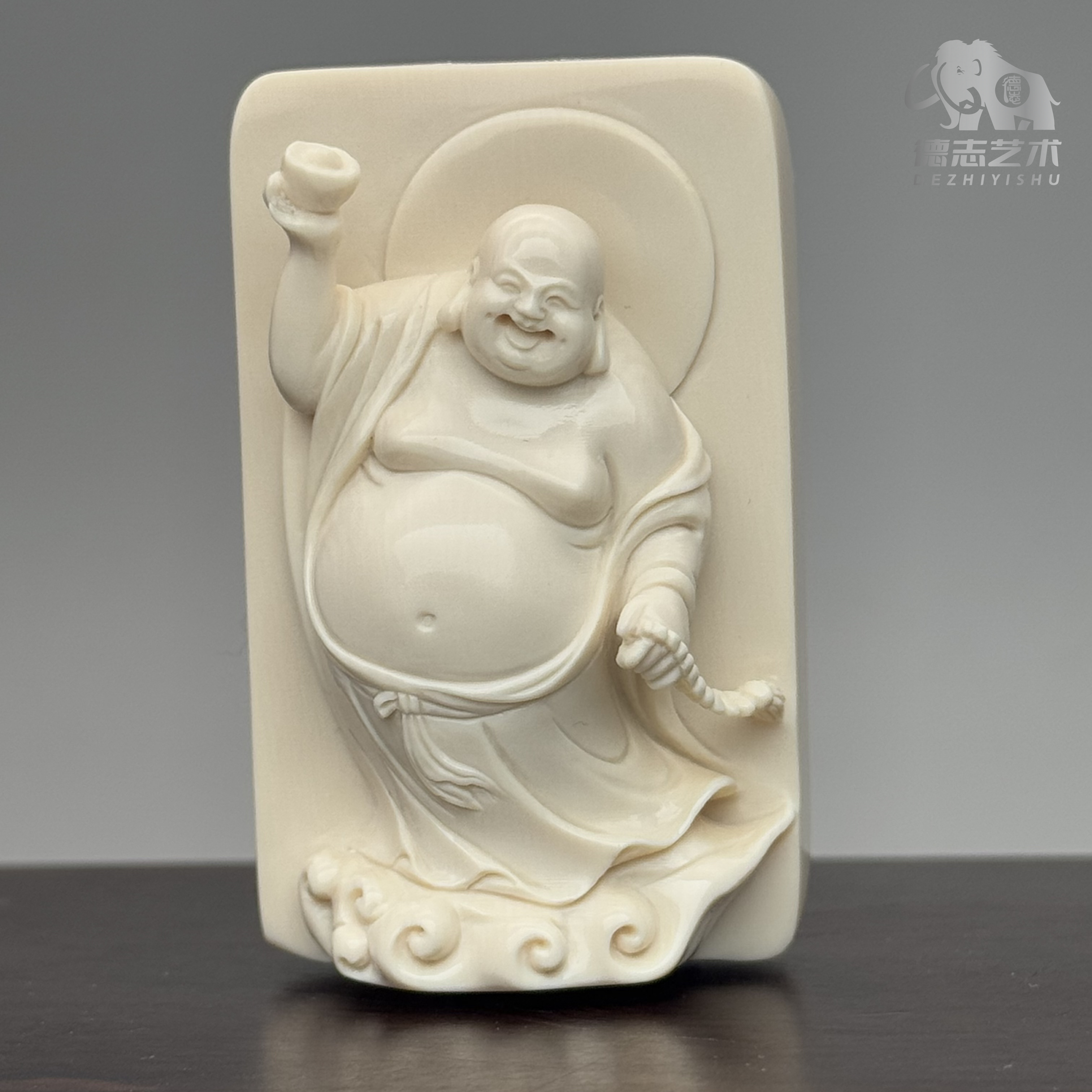 DEZHI/德志【元宝弥勒佛】笑口常开大肚能容原创雕刻猛犸牙吊坠ML11