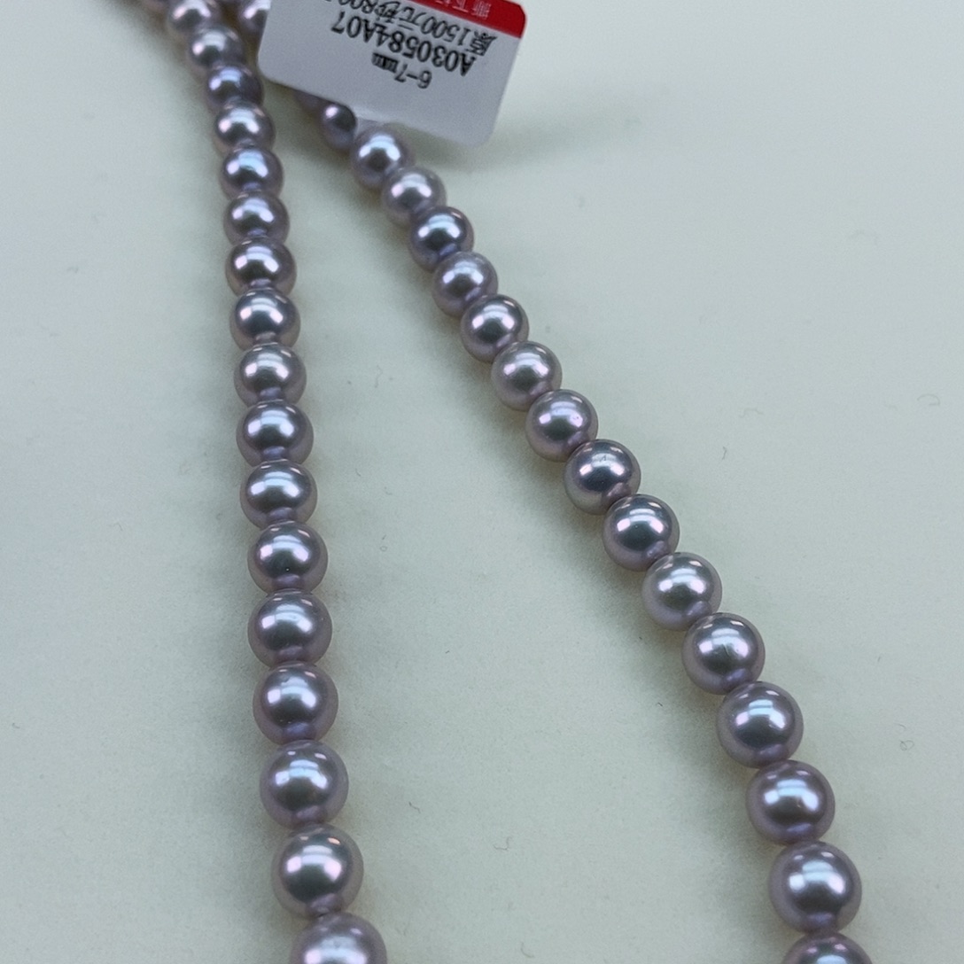 淡水珍珠6/7真多麻色正圆银S925镶嵌