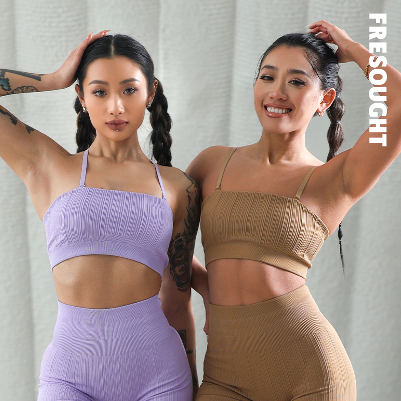 夏日多巴胺套装螺纹碰撞系列健身紧身运动风雅典娜美背抹胸