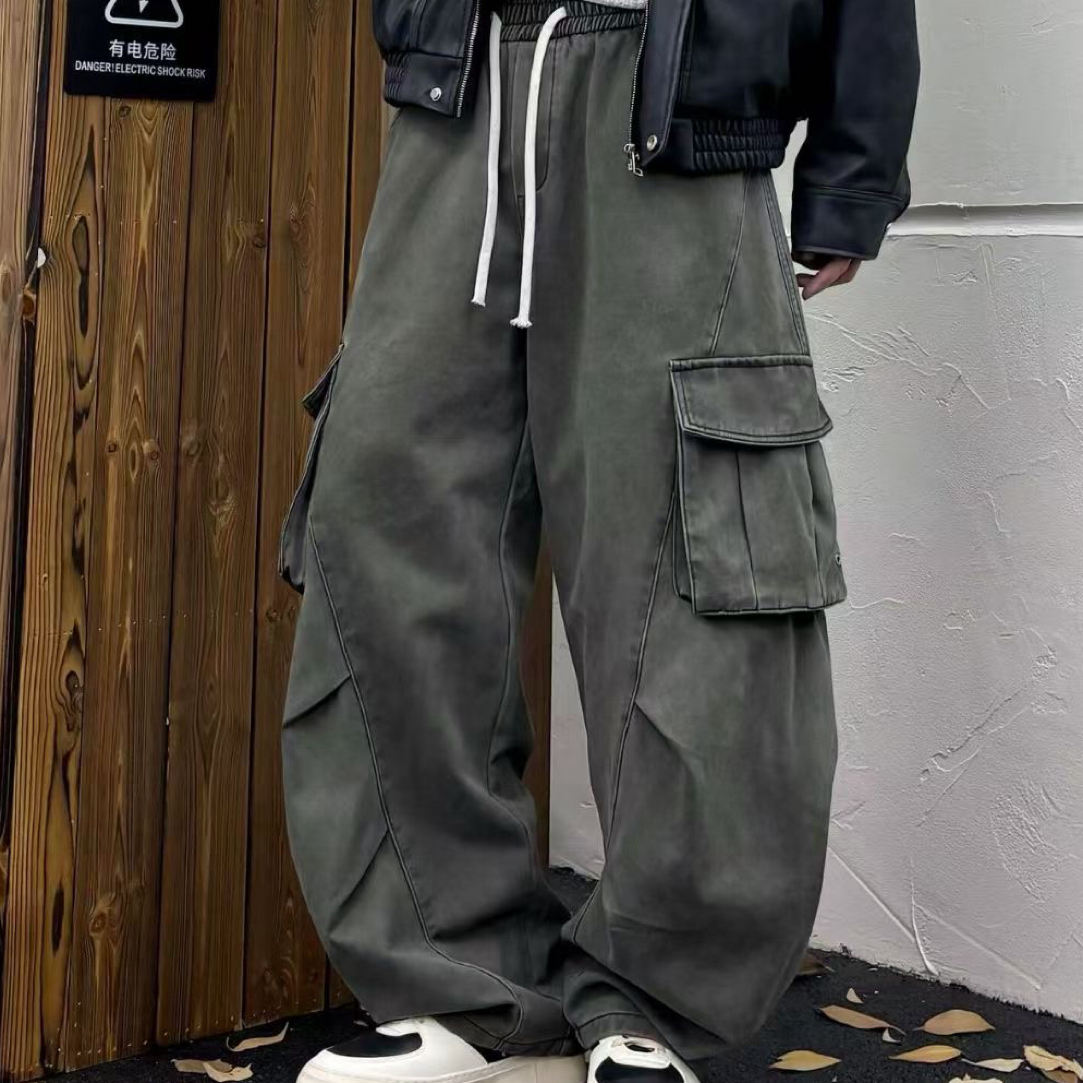 工装裤直筒型男长裤休闲裤百搭秋季裤子水洗夏季保暖工装风口袋
