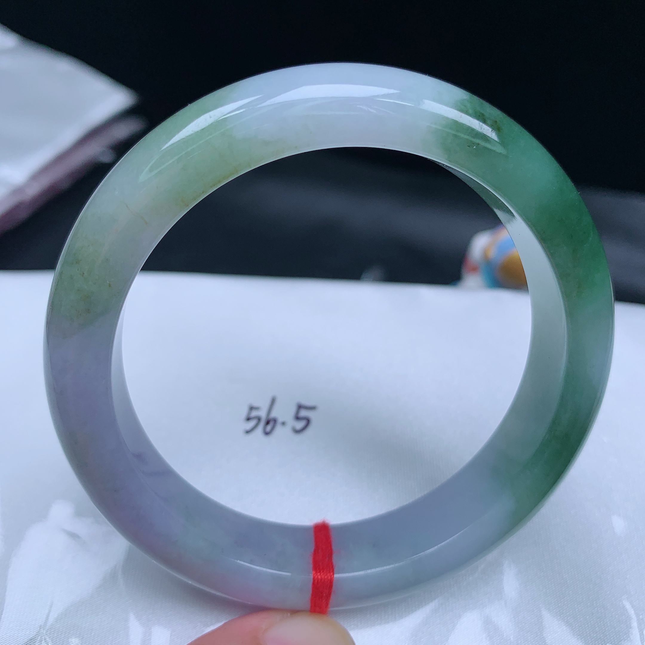 编号242 缅甸纯天然翡翠A货手镯正圈56