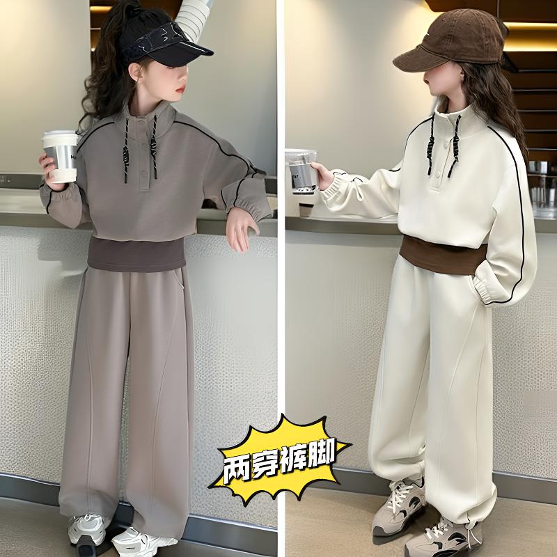 女童春装套装2025新款儿童洋气韩版宽松休闲两件套中大童时髦卫衣