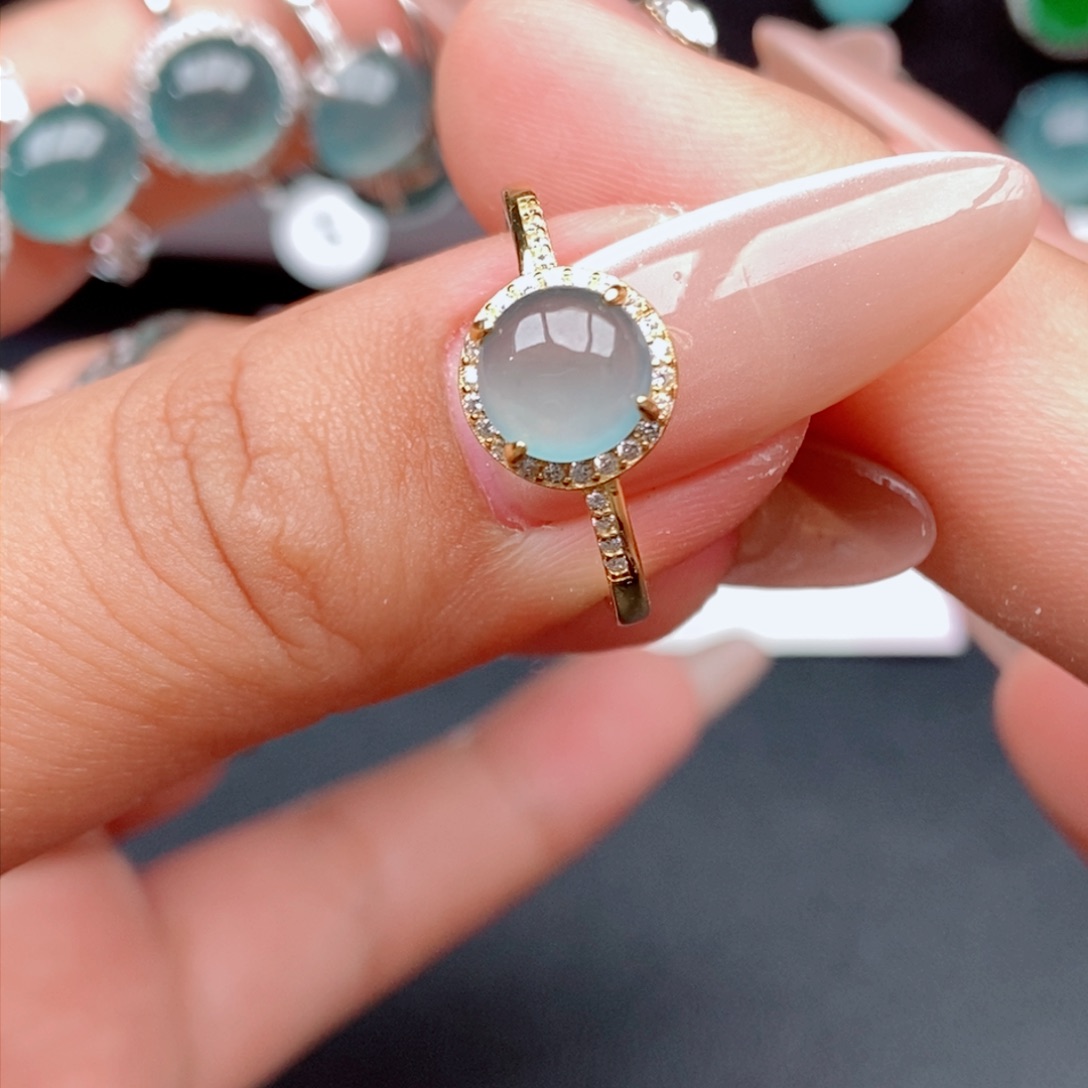 翡翠戒指银S925镶嵌5284