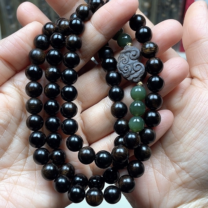 沉香手串快****^越南芽庄紫奇楠留疤料
