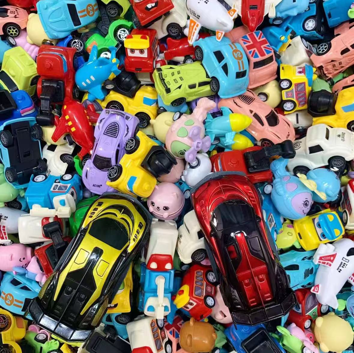 【赠大超跑】回力惯性车挖掘机小汽车飞机玩具工程车套装