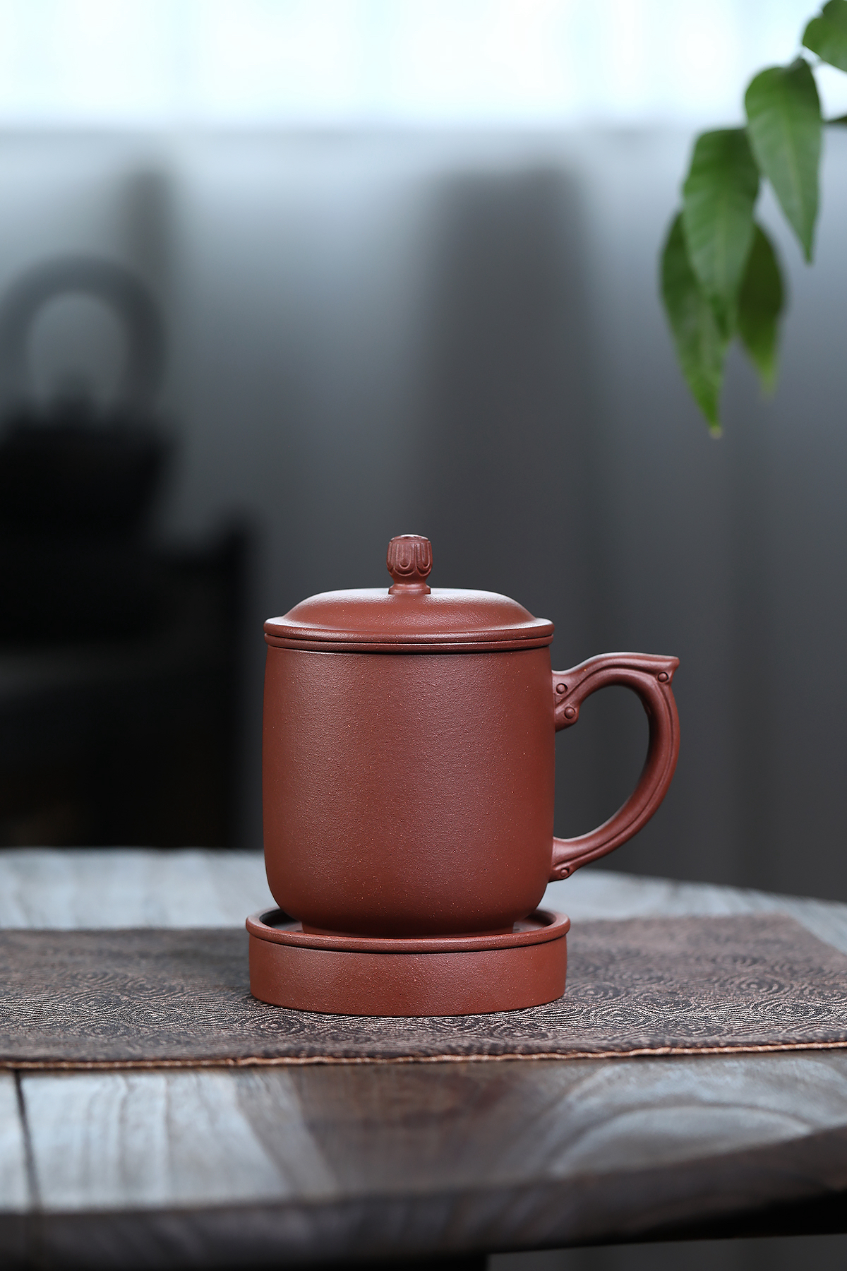 原矿紫砂步步升莲五件套深井紫泥盖杯